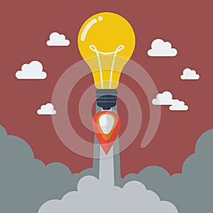 Lightbulb idea rocket