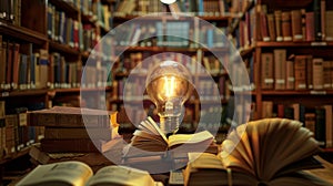 The Lightbulb in Library.AI generated image