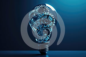 A lightbulb made of gears and cogs, illustrating the mechanics behind innovative ideas