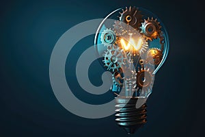 A lightbulb made of gears and cogs, illustrating the mechanics behind innovative ideas