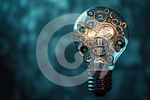 A lightbulb made of gears and cogs, illustrating the mechanics behind innovative ideas