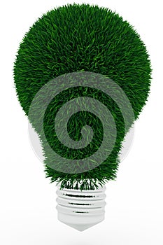 Lightbulb made of green grass