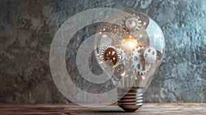 The Lightbulb with Mechanical Gears.AI generated image