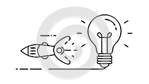 Lightbulb and Rocket Launch Icon, Startup Innovation, vector design Generative AI