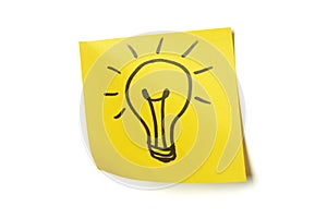 Lightbulb on sticky note