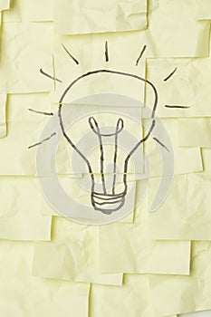 Lightbulb on sticky notes