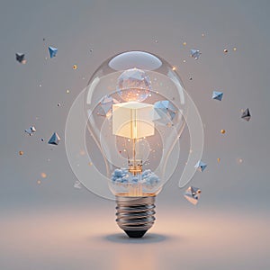 Lightbulb with floating particles