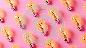 The lightbulbs on pink background.AI generated image