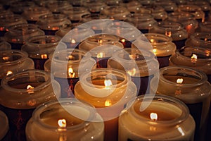 Lighted candles in catholic church