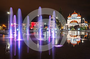 Lighted fountain in my town