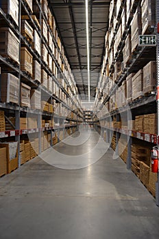 Lighted Stocked Full Warehouse Shelves