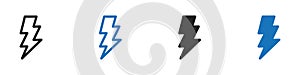 Lightening bolt Vector set outline
