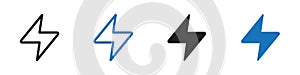 Lightening bolt Vector set outline