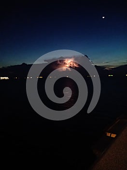 Lightening Cloudy dark evening sky