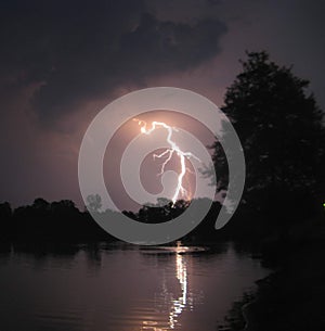 Lightening over the lake