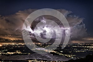 Lightening over the Province of Varese in a summer night