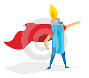 Lighter or fire super hero with cape