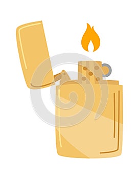 Lighter flat icon Flame on steel incendiary device