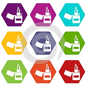 Lighter icon set color hexahedron