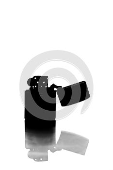 Silver zippo lighter on white background