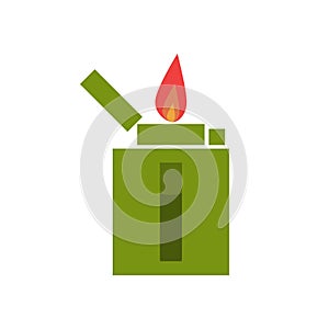 Lighter vector icon in flat. Fire isolated illustration