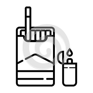 Lighters, cigarettes pack, cigarette