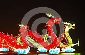 Lightful dragons in Lantern Festival celebratin photo