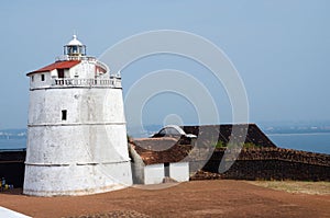 Lighthouse in Aguada fort,located near Sinquerim Beach,Goa,portuguese India