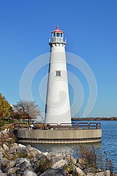 Lighthouse Along Riverwalk in Detroit