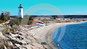 Lighthouse Along the Water in New England