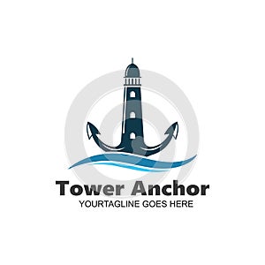 lighthouse anchor concept  vector icon illustration design