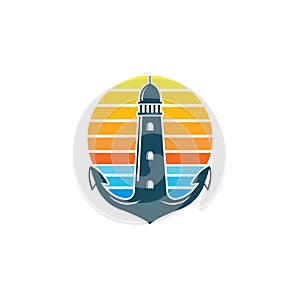 lighthouse anchor concept  vector icon illustration design