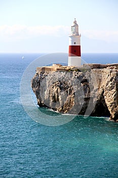 Lighthouse in ancient fortress on the south of the Rock of Gibraltar.