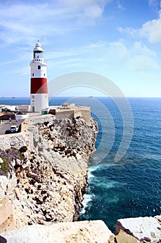 Lighthouse in ancient fortress on the south of the Rock of Gibraltar.