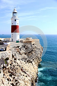 Lighthouse in ancient fortress on the south of the Rock of Gibraltar.