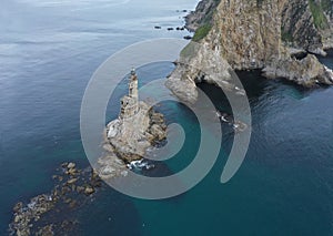 Lighthouse Aniva on a Cape, Sakhalin Island