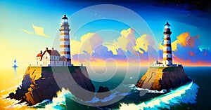 Lighthouse as Leadership Direction Warning Alert Indicator Guidence Signal Generative AI Concept