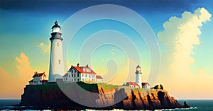 Lighthouse as Leadership Direction Warning Alert Indicator Guidence Signal Generative AI Concept