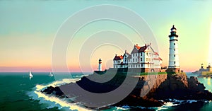 Lighthouse as Leadership Direction Warning Alert Indicator Guidence Signal Generative AI Concept