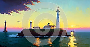 Lighthouse as Leadership Direction Warning Alert Indicator Guidence Signal Generative AI Concept