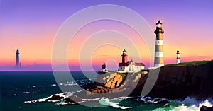 Lighthouse as Leadership Direction Warning Alert Indicator Guidence Signal Generative AI Concept