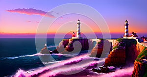 Lighthouse as Leadership Direction Warning Alert Indicator Guidence Signal Generative AI Concept