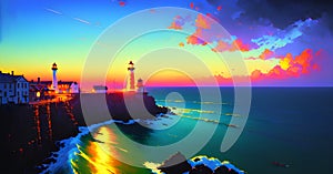 Lighthouse as Leadership Direction Warning Alert Indicator Guidence Signal Generative AI Concept