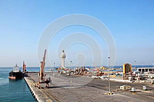 Lighthouse as a symbol of the port of Jeddah, Saudi Arabia. photo