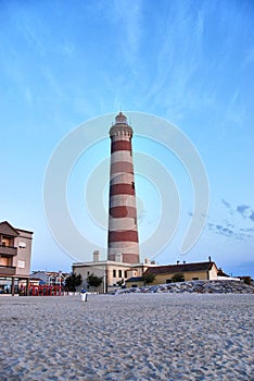 Lighthouse in Aveiro beach, Portugal