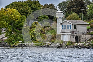 Lighthouse on Bay of Lake Winnebago at High Cliff State Park, Sherwood, WI