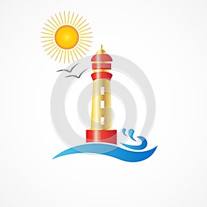 Lighthouse beach logo icon vector design image