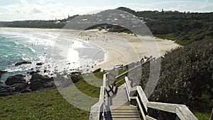 Lighthouse beach seen from the lighthouse in Port Macquarie in the summer, Australia