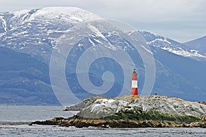 Lighthouse in Beagle Channel at Tierra Del Fuego