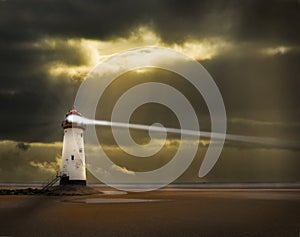 Lighthouse with beam photo